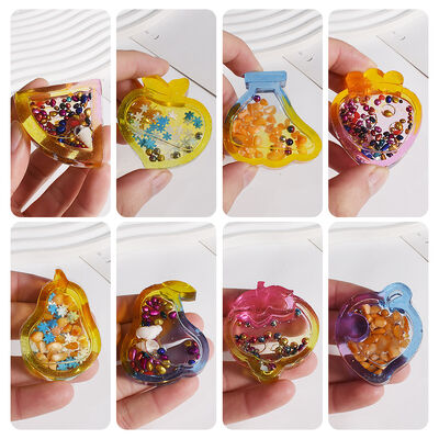 DIY Crystal Drop Glue Strawberry Vegetable Pear Watermelon Banana Peach Persimmon Fruit Series Quicksand Pendant Silicone Mold