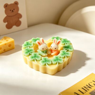 Love Clover Rabbit Family Candle Cup Silicone Mold DIY Aromatherapy Gypsum Storage Ornament Mold