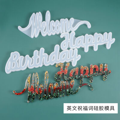 DIY Crystal Dropping Mold English Blessing Words Welcome Birthday Listing Door Number Silicone Mold