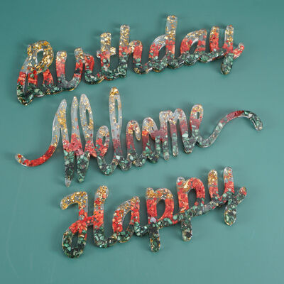 DIY Crystal Dropping Mold English Blessing Words Welcome Birthday Listing Door Number Silicone Mold