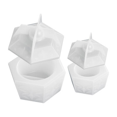 Dropping Resin Hexagonal Concave Pattern Storage Box, Potted Plant Grinding DIY Gypsum Candle Cup, Silicone Mold Wholesale