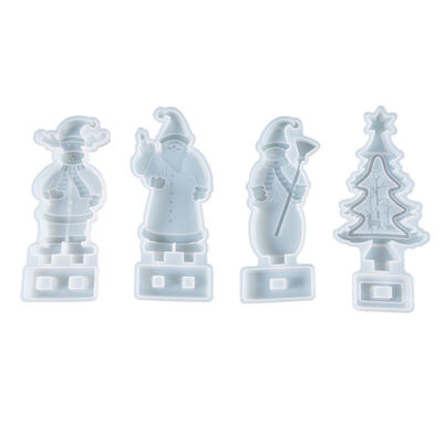 DIY Crystal Resin Mold Christmas Tree And Snowman Table Decor 3D Silicone Mold