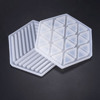 Crystal Dropper Mold Hexagonal Coaster DIY Hexagonal Inner Triangle Inner Stripe Coaster Silicone Mold