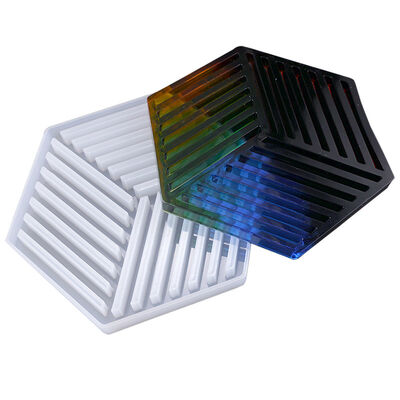 Crystal Dropper Mold Hexagonal Coaster DIY Hexagonal Inner Triangle Inner Stripe Coaster Silicone Mold