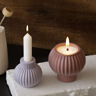 DIY Crystal Dropper, Three-dimensional Circular Striped Candle Base, Gypsum Candle Holder, Candle Cup, Silicone Mold