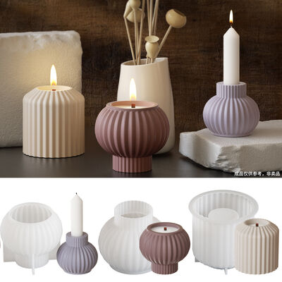 DIY Crystal Dropper, Three-dimensional Circular Striped Candle Base, Gypsum Candle Holder, Candle Cup, Silicone Mold