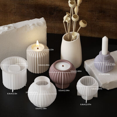 DIY Crystal Dropper, Three-dimensional Circular Striped Candle Base, Gypsum Candle Holder, Candle Cup, Silicone Mold