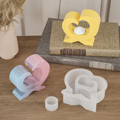 DIY Aromatherapy Gypsum Cement Love Candlestick Base Jewelry Heart Shaped Candle Stand Decoration Silicone Mold