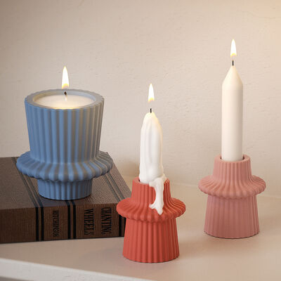 DIY Drip Glue Resin Geometric Stripe Candle Base Stand Aromatherapy Gypsum Candle Cup Candle Stand Silicone Mold