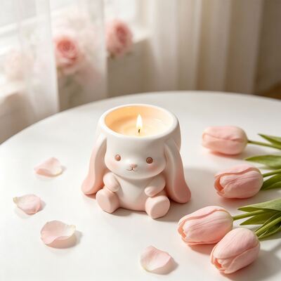 Ins Cute Drooping Ear Rabbit Candle Holder Silicone Mold 3D Rabbit Aromatherapy Candle Cup Mold Gypsum Potted Plant Mold