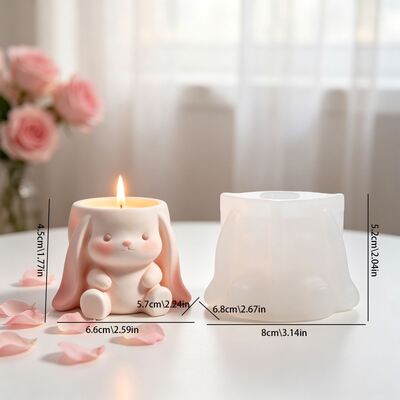Ins Cute Drooping Ear Rabbit Candle Holder Silicone Mold 3D Rabbit Aromatherapy Candle Cup Mold Gypsum Potted Plant Mold
