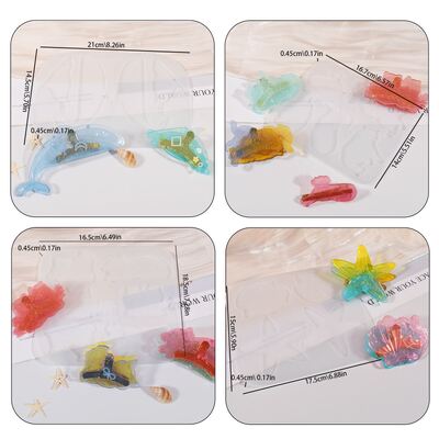 Ocean Style Hair Clip Silicone Mold, Cat Dog Dolphin Claw Clip Mold, DIY Dropper Gum Hair Accessory Mold