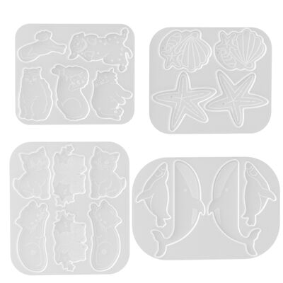 Ocean Style Hair Clip Silicone Mold, Cat Dog Dolphin Claw Clip Mold, DIY Dropper Gum Hair Accessory Mold