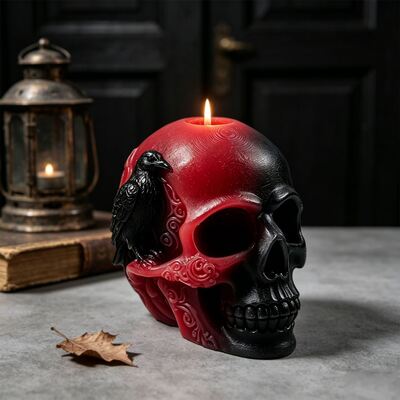 Cráneo de cuervo transfronterizo vela perfumada Molde de silicona Halloween con tema oscuro Figura de yeso hecha a mano Molde