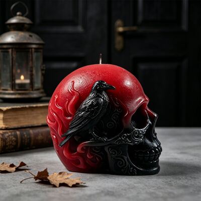 Cráneo de cuervo transfronterizo vela perfumada Molde de silicona Halloween con tema oscuro Figura de yeso hecha a mano Molde