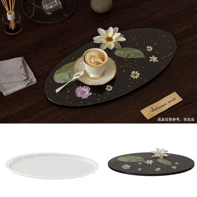 Elliptical Desk Cup Mat Silicone Mold For Dried Flower Decorations Resin Casting DIY Desk Accessories Mold