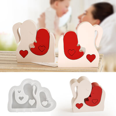 Crystal Dropper Gel Mother Child Parent-child Puzzle DIY Mother's Day Gypsum Cement Candle Ornament Silicone Mold