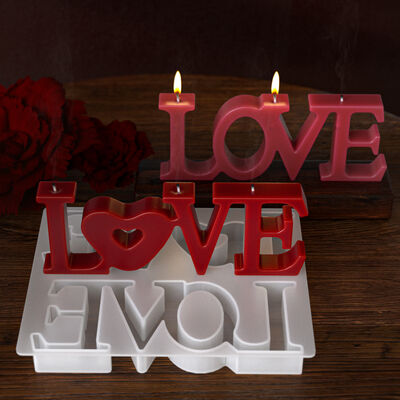 Aromatherapy Gypsum Candle LOVE English Word DIY Valentine's Day Confession Candle Ornament Silicone Mold