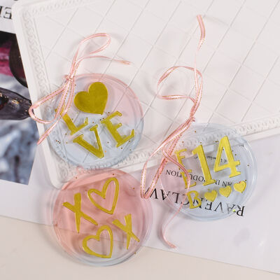 DIY Cristal Dropper Resina en forma de corazón Circular Inglés Amor colgante colgante llavero de la cadena de llaves Día de San Valentín Molde de silicona