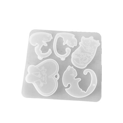 Crystal Resin DIY Cat Pendant Tag Perfume Couple Keychain Silicone Mold