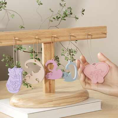 Crystal Resin DIY Cat Pendant Tag Perfume Couple Keychain Silicone Mold