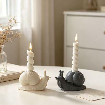 Creative 3D Snail Candlestick Silicone Mold DIY Small Animal Aromatherapy Candle Base Gypsum Mold