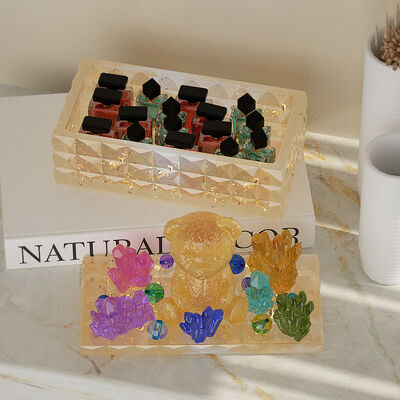 DIY Drip Glue Diamond Storage Box Square Rectangular Cut Diamond Stacking Music Storage Can Silicone Mold