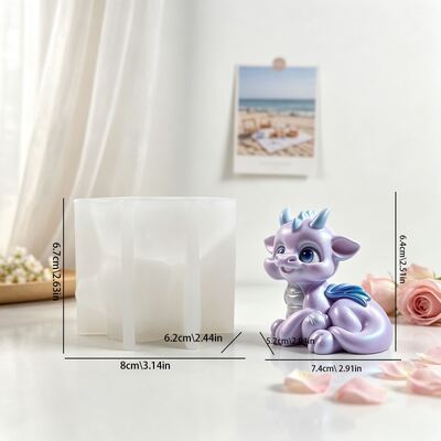 3D Sticker Cartoon Dragon Silicone Mold Adorable Baby Dragon Scented Candle Ornament Gypsum Mold