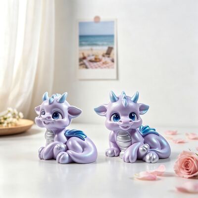 3D Sticker Cartoon Dragon Silicone Mold Adorable Baby Dragon Scented Candle Ornament Gypsum Mold