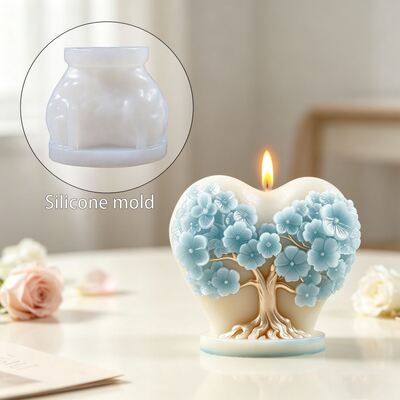 Three Dimensional Heart-shaped Flower Wishing Tree Candle Mold DIY Aromatherapy Gypsum Home Decoration Silicone Mold