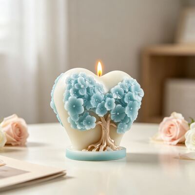 Three Dimensional Heart-shaped Flower Wishing Tree Candle Mold DIY Aromatherapy Gypsum Home Decoration Silicone Mold
