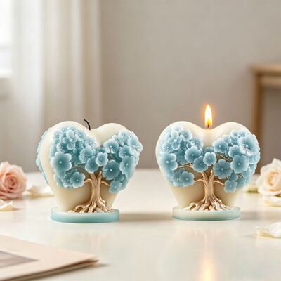 Three Dimensional Heart-shaped Flower Wishing Tree Candle Mold DIY Aromatherapy Gypsum Home Decoration Silicone Mold