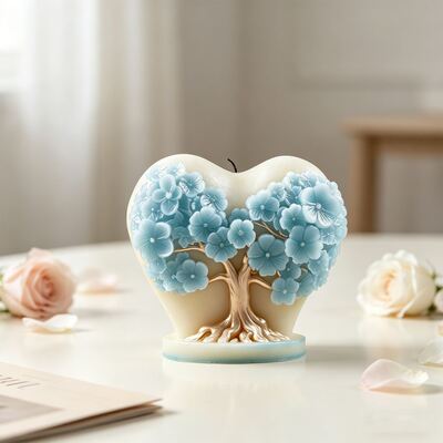 Three Dimensional Heart-shaped Flower Wishing Tree Candle Mold DIY Aromatherapy Gypsum Home Decoration Silicone Mold