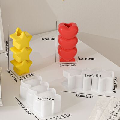 Cross Border Triple Star Love Candlestick Silicone Mold DIY Aromatherapy Gypsum Candle Stand Base Decoration Mold