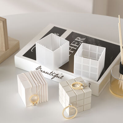 Cube Vertical Grid Aromatherapy Candle Stand Silicone Mold Cube Cube Gypsum Mold
