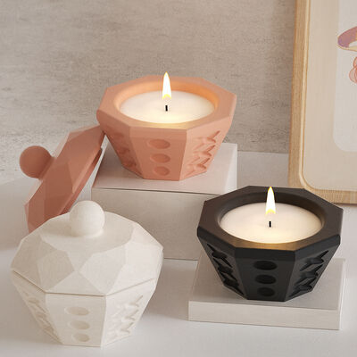 Dropping Resin Gypsum Octagonal Section Concave Pattern Candle Cup Storage Jar Flowerpot Ornament Silicone Mold