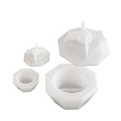 Dropping Resin Gypsum Octagonal Section Concave Pattern Candle Cup Storage Jar Flowerpot Ornament Silicone Mold