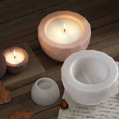 DIY Crystal Dropper Storage Box, Flower Pot Jar, Round Hexagonal Cut Pattern, Gypsum Candle Cup, Silicone Mold