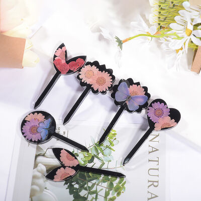 DIY Drip Glue Resin Gypsum Plant Pottery Card Insertion Sign Flower Marking Card Silicone Mold