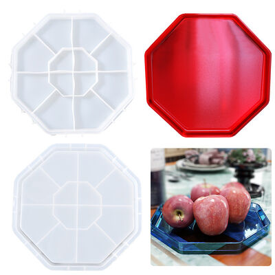 DIY Crystal Resin Drip Tray Mold, Large Octagon Storage Tray Decorative Dish Tray Silicone Mold