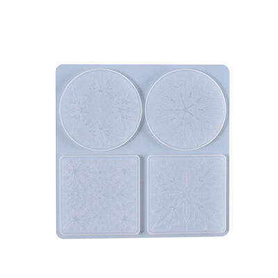 DIY Crystal Dropper Mold, Four Connected Mandala Patterned Coaster, Carved Coaster, Table, Silicone Mold