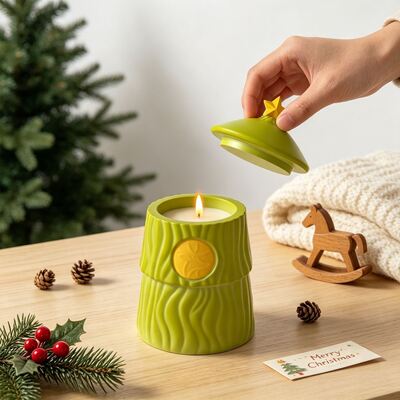 Cross Border New Product Star Christmas Tree Elk Pattern Storage Can Candle Cup Ornament Container Silicone Mold
