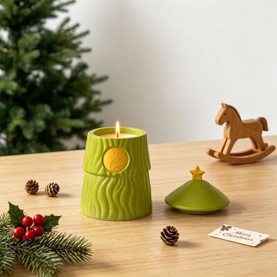 Cross Border New Product Star Christmas Tree Elk Pattern Storage Can Candle Cup Ornament Container Silicone Mold