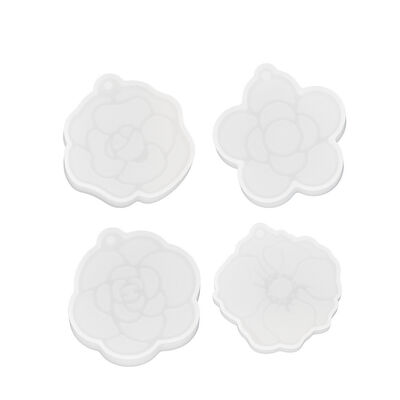 Crystal Resin Camellia Pendant DIY Scented Plaster Candle Silicone Mold Wholesale