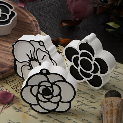 Crystal Resin Camellia Pendant DIY Scented Plaster Candle Silicone Mold Wholesale