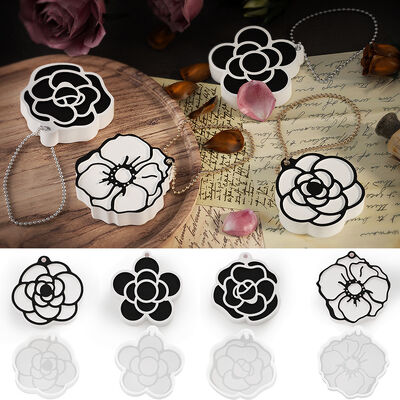 Crystal Resin Camellia Pendant DIY Scented Plaster Candle Silicone Mold Wholesale