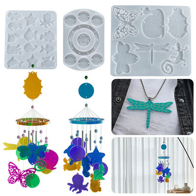 DIY Crystal Resin Pendant Mold, Ocean-themed Snail And Lizard Wind Chime Pendant Silicone Mold