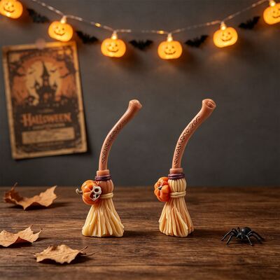 Halloween Cylindrical Relief Ghost Pumpkin Bat Candle Mold DIY Aromatherapy Skeleton Broom Silicone Mold