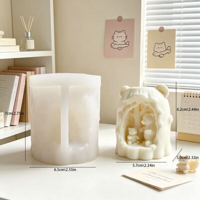 Ins Wind Tree Cave Bear Silicone Mold DIY Forest Mother And Child Bear Aromatherapy Candle Gypsum Decoration Mold