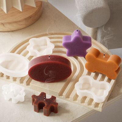 DIY Drip Glue Mold Elliptical Bone Puzzle Star Quadrilateral Rectangular Candle Fragrance Stone Soap Silicone Mold